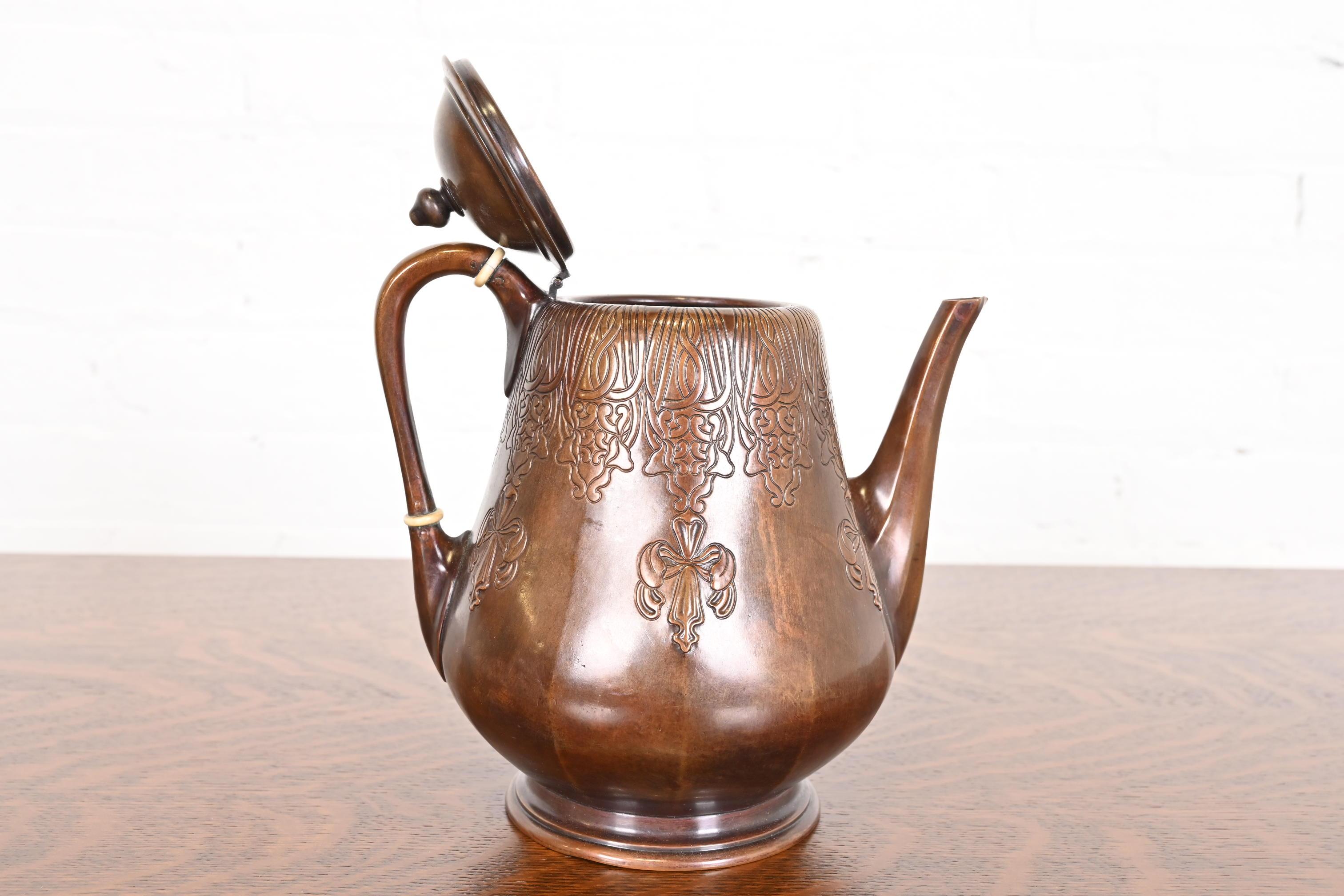 Tiffany Studios New York Antique Arts & Crafts Copper Coffee or Tea Service Set 1