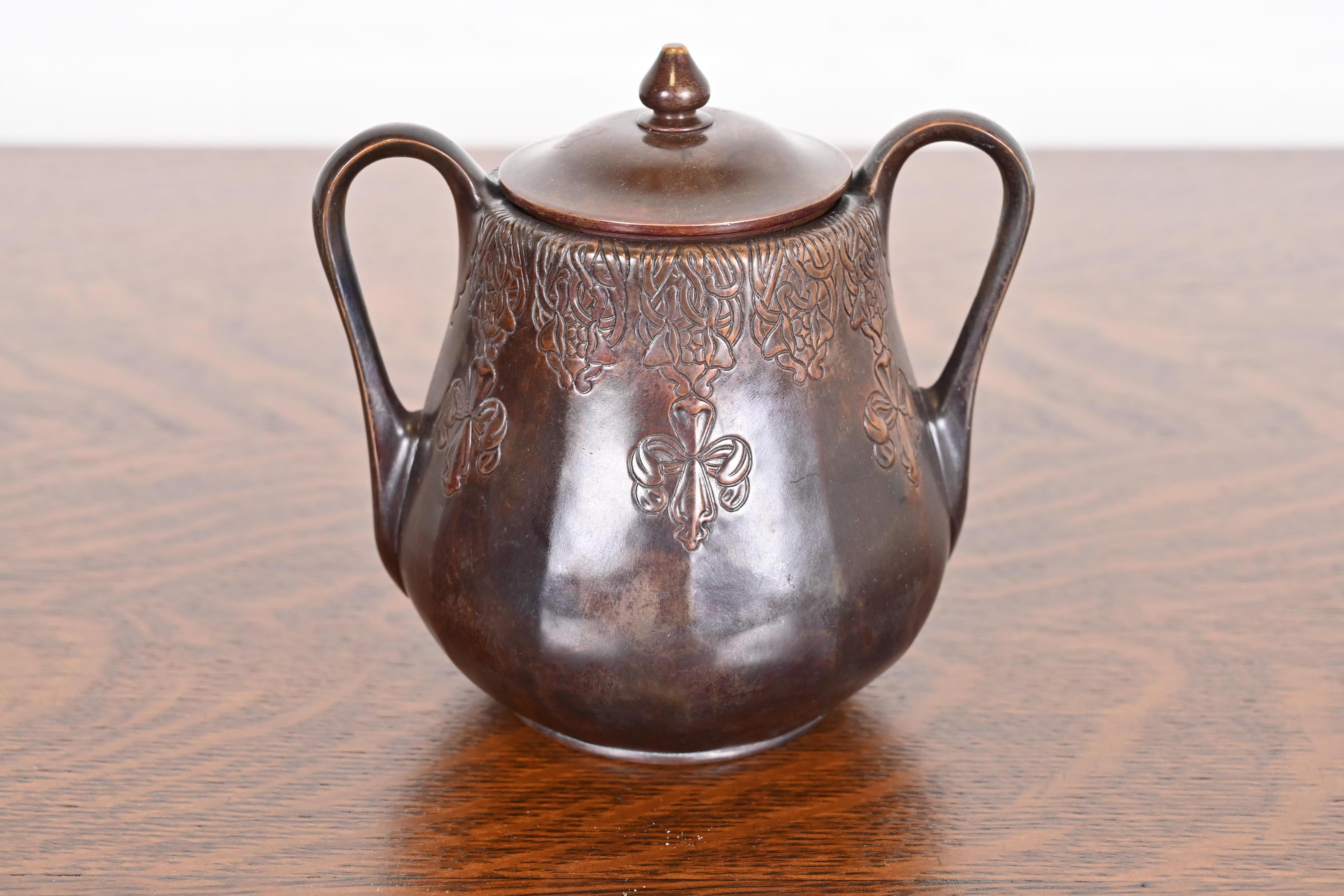 Tiffany Studios New York Antique Arts & Crafts Copper Coffee or Tea Service Set 3