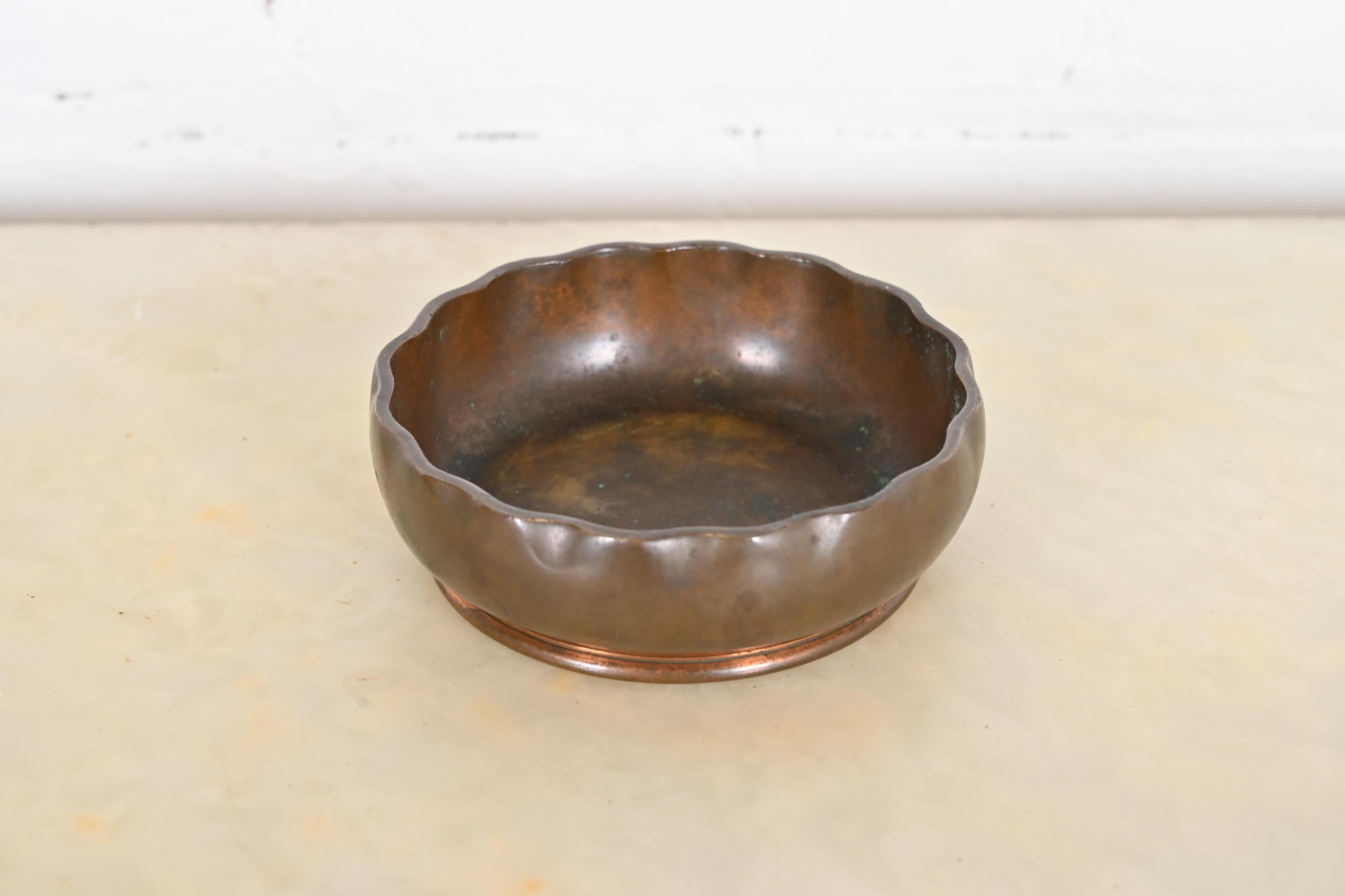 American Tiffany Studios New York Art Deco Bronze Footed Bowl