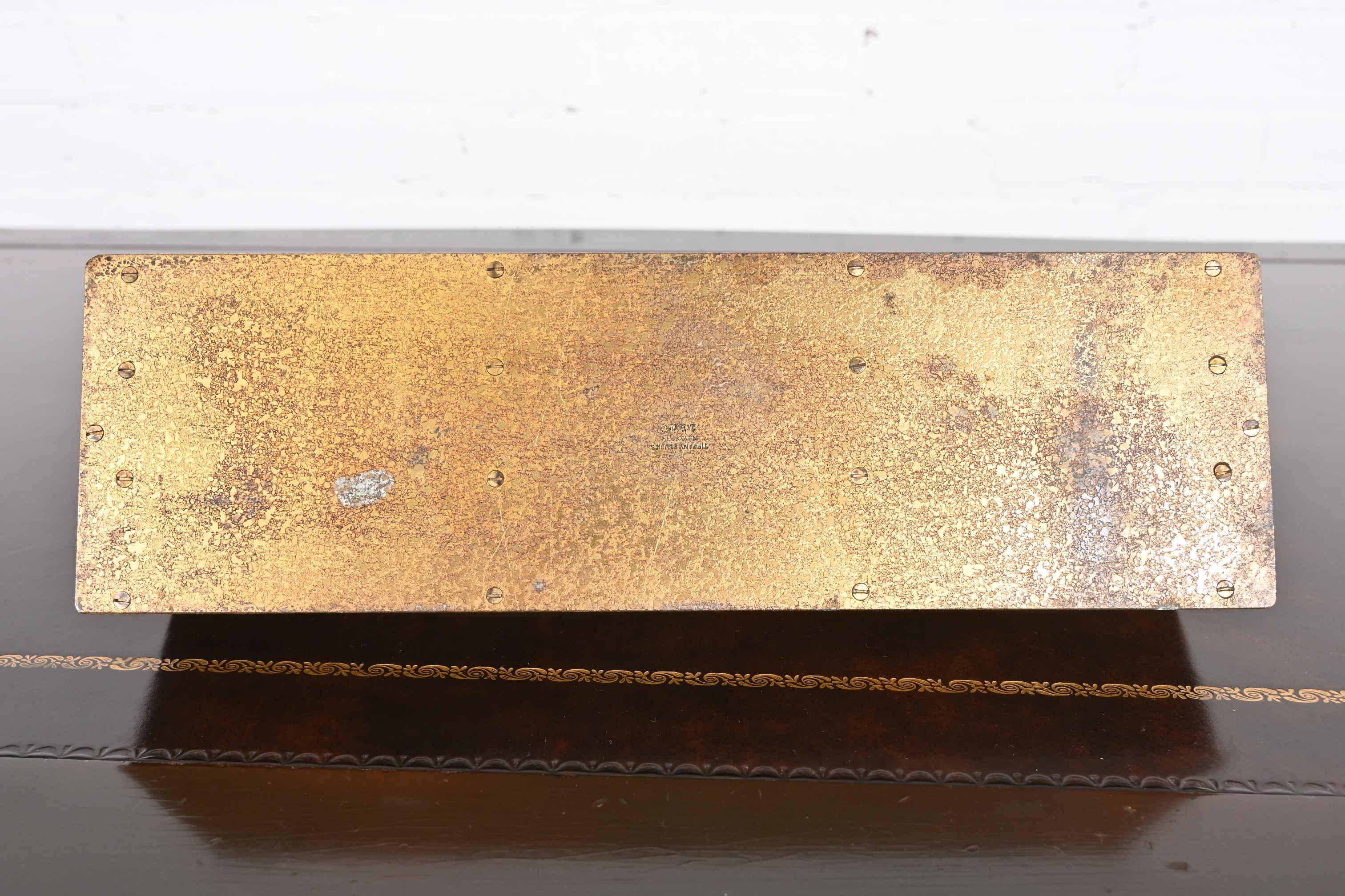 Tiffany Studios New York Art Deco 'Greek Key' Bronze Doré Letter Rack For Sale 3