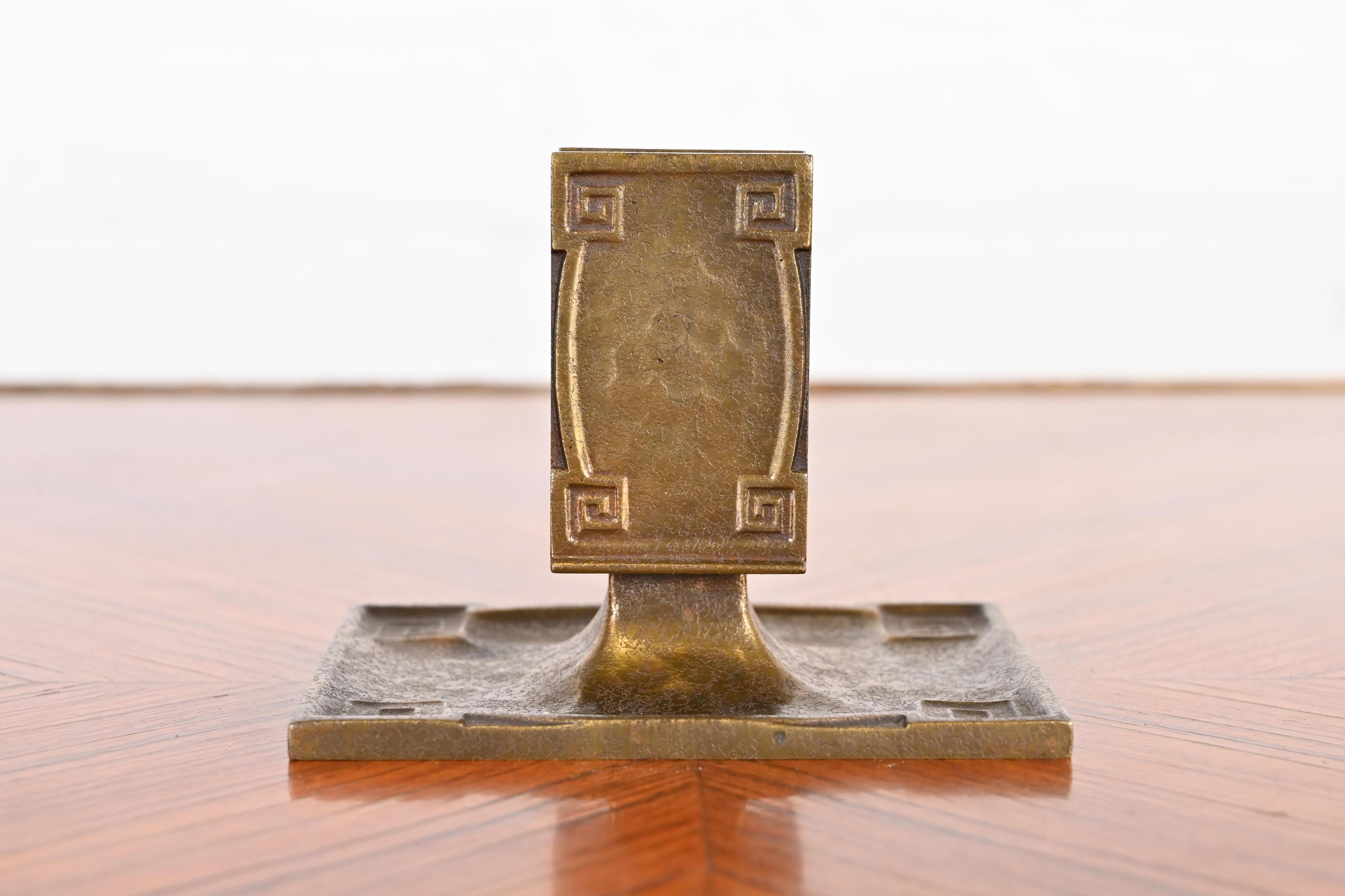Tiffany Studios New York Art Deco 'Greek Key' Bronze Doré Match Box Holder 5