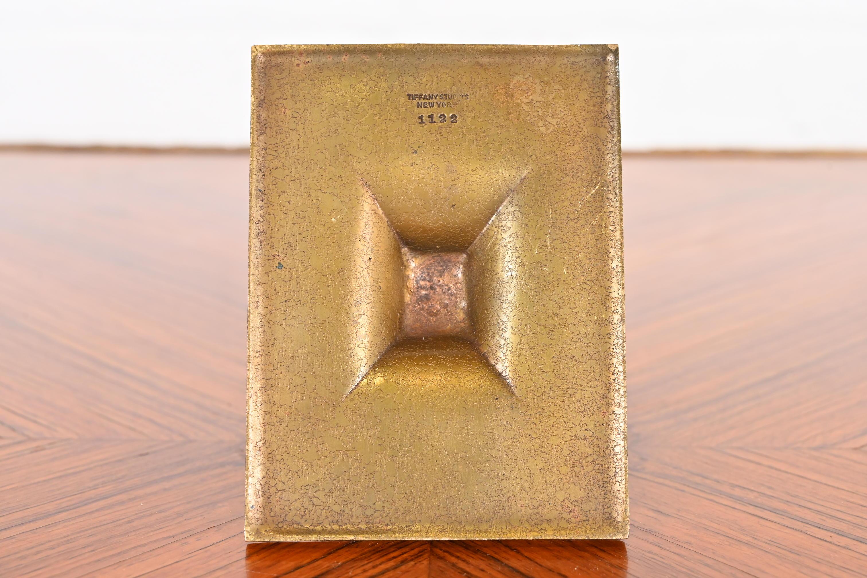 Tiffany Studios New York Art Deco 'Greek Key' Bronze Doré Match Box Holder 6