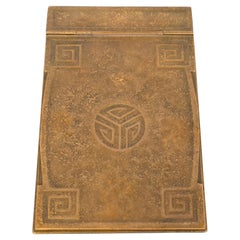 Tiffany Studios New York Art Deco 'Greek Key' Bronze Doré Notepad Holder