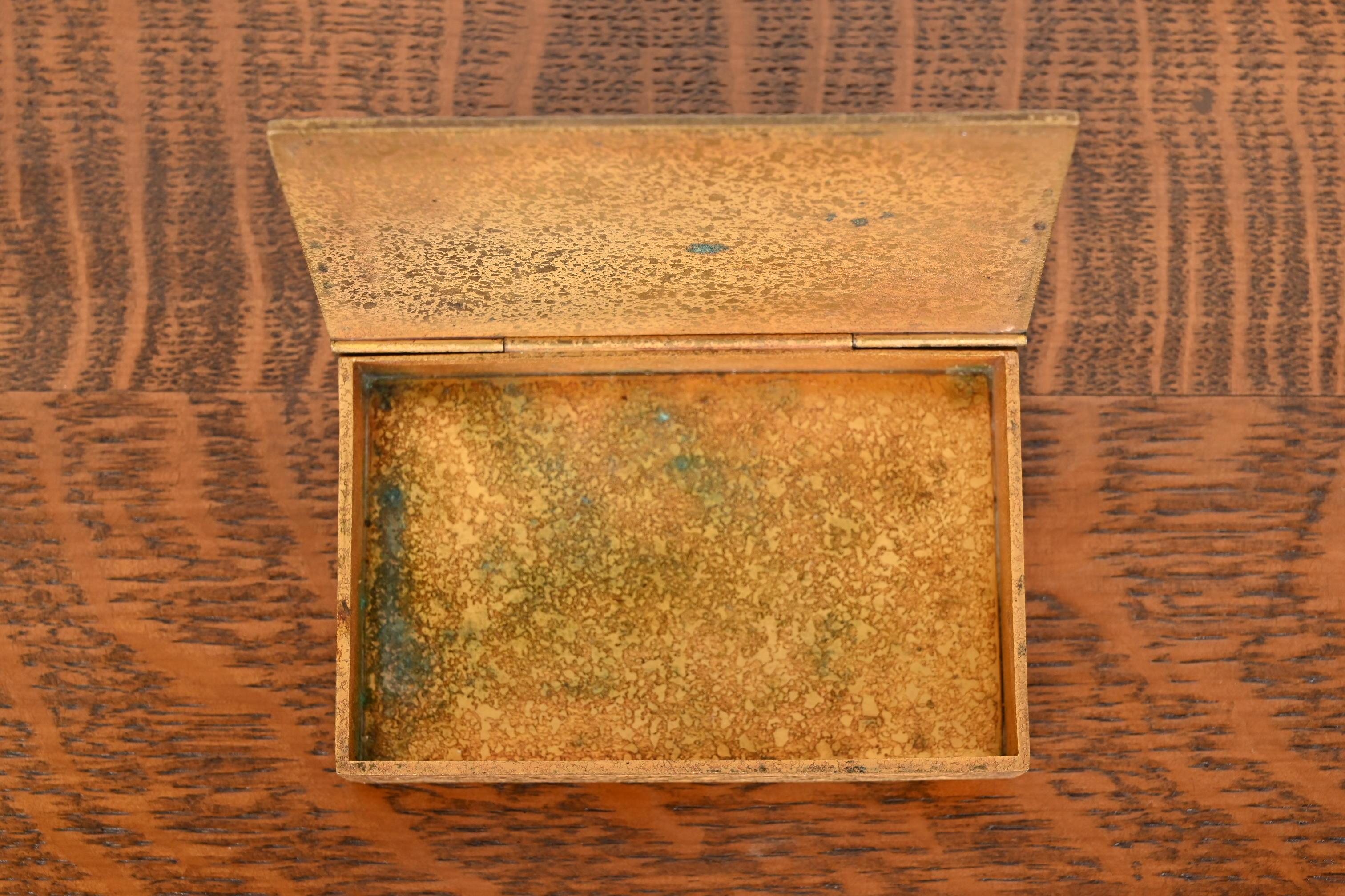 Tiffany Studios New York Art Deco 'Zodiac' Bronze Doré Box For Sale 5