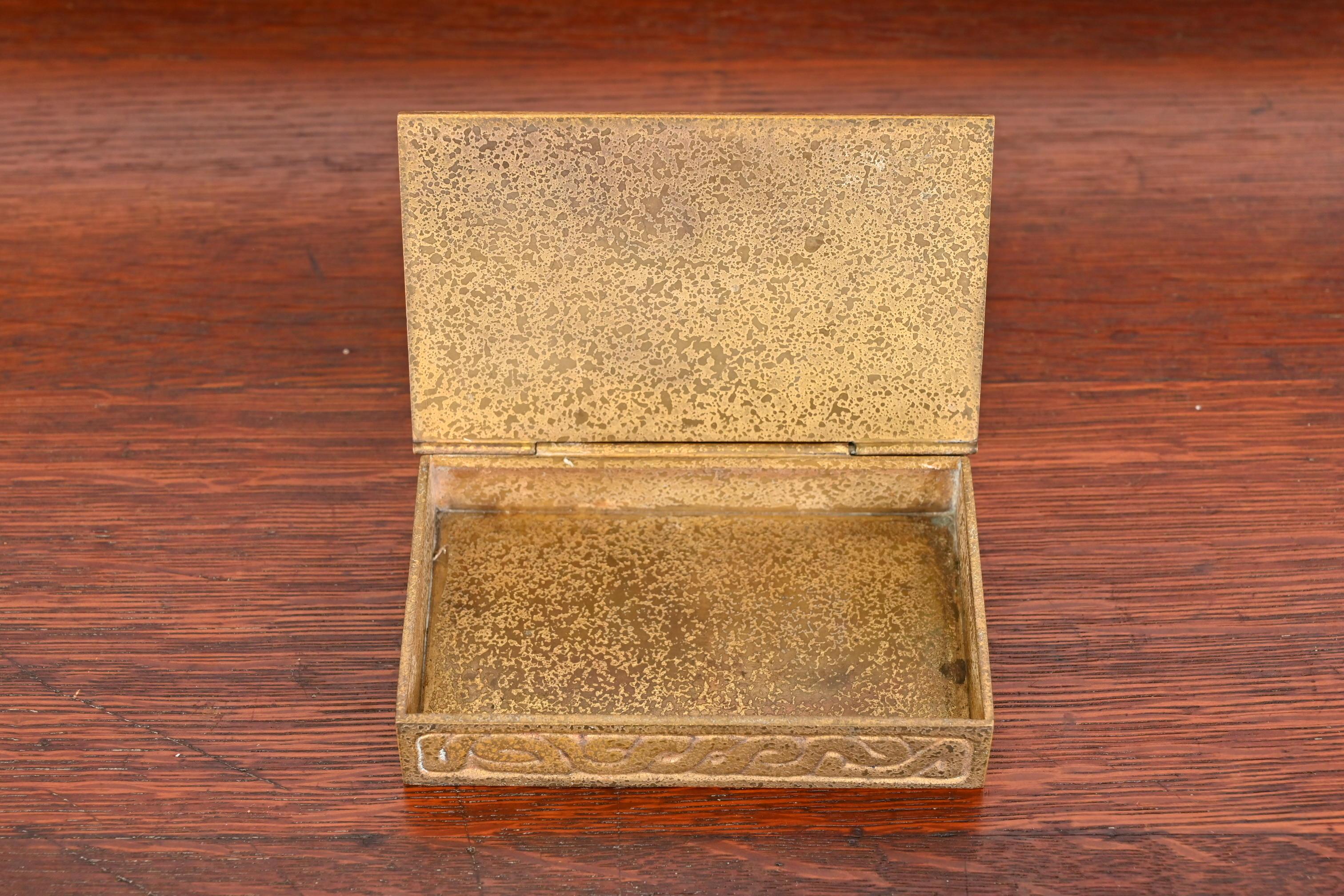 Tiffany Studios New York Art Deco Zodiac Bronze Doré Box For Sale 4