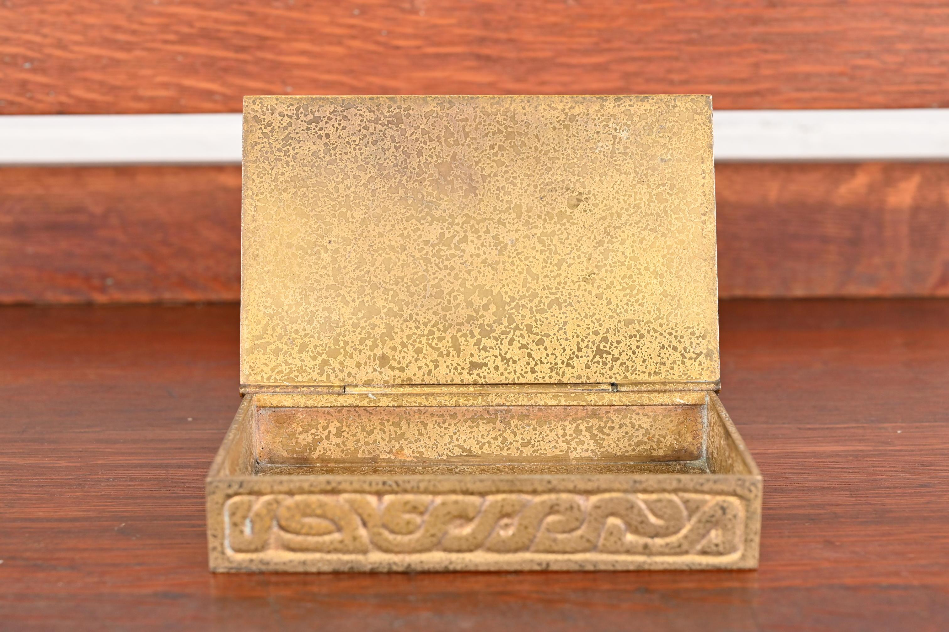 Tiffany Studios New York Art Deco Zodiac Bronze Doré Box For Sale 5