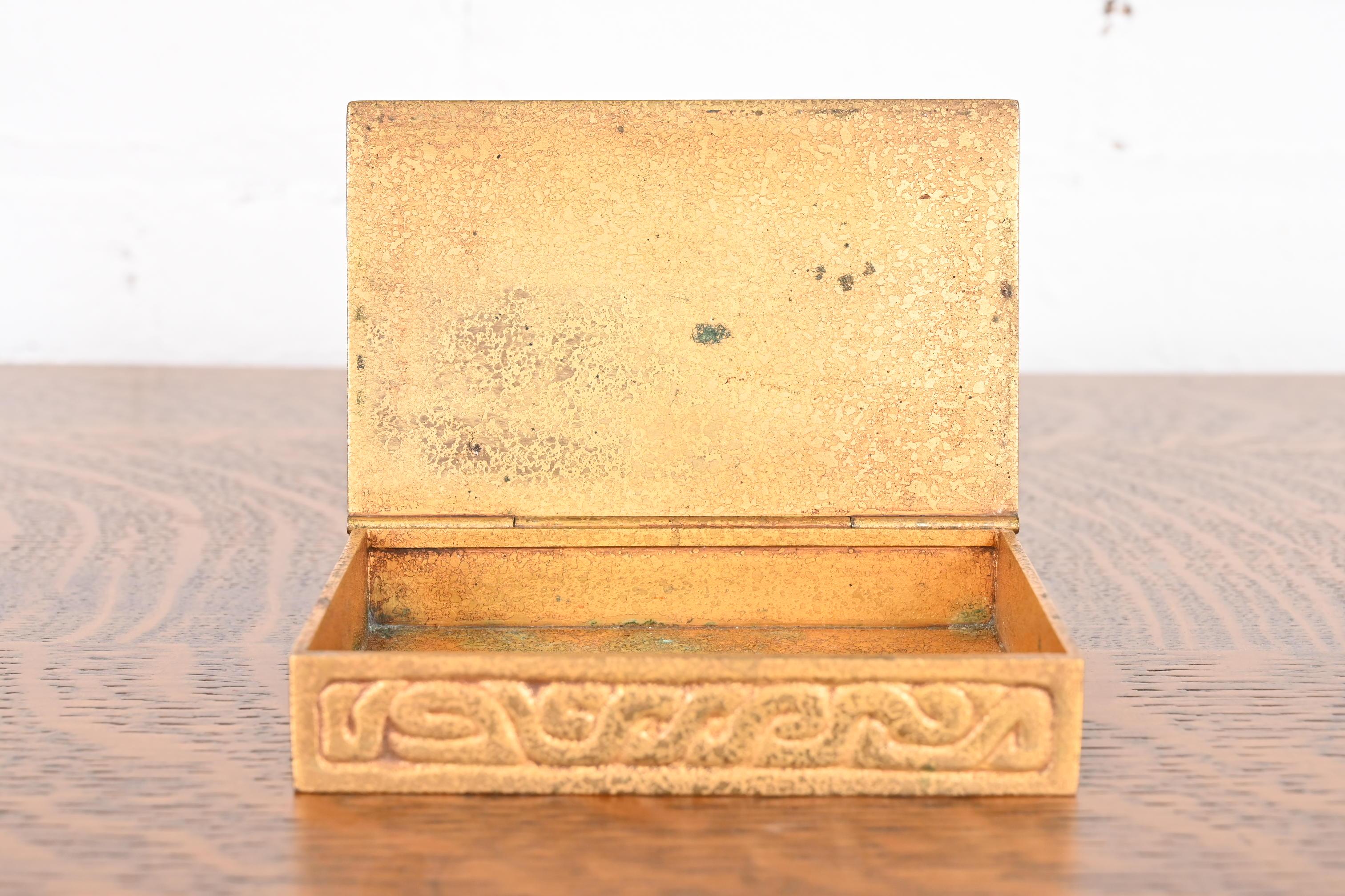 Tiffany Studios New York Art Deco 'Zodiac' Bronze Doré Box For Sale 7