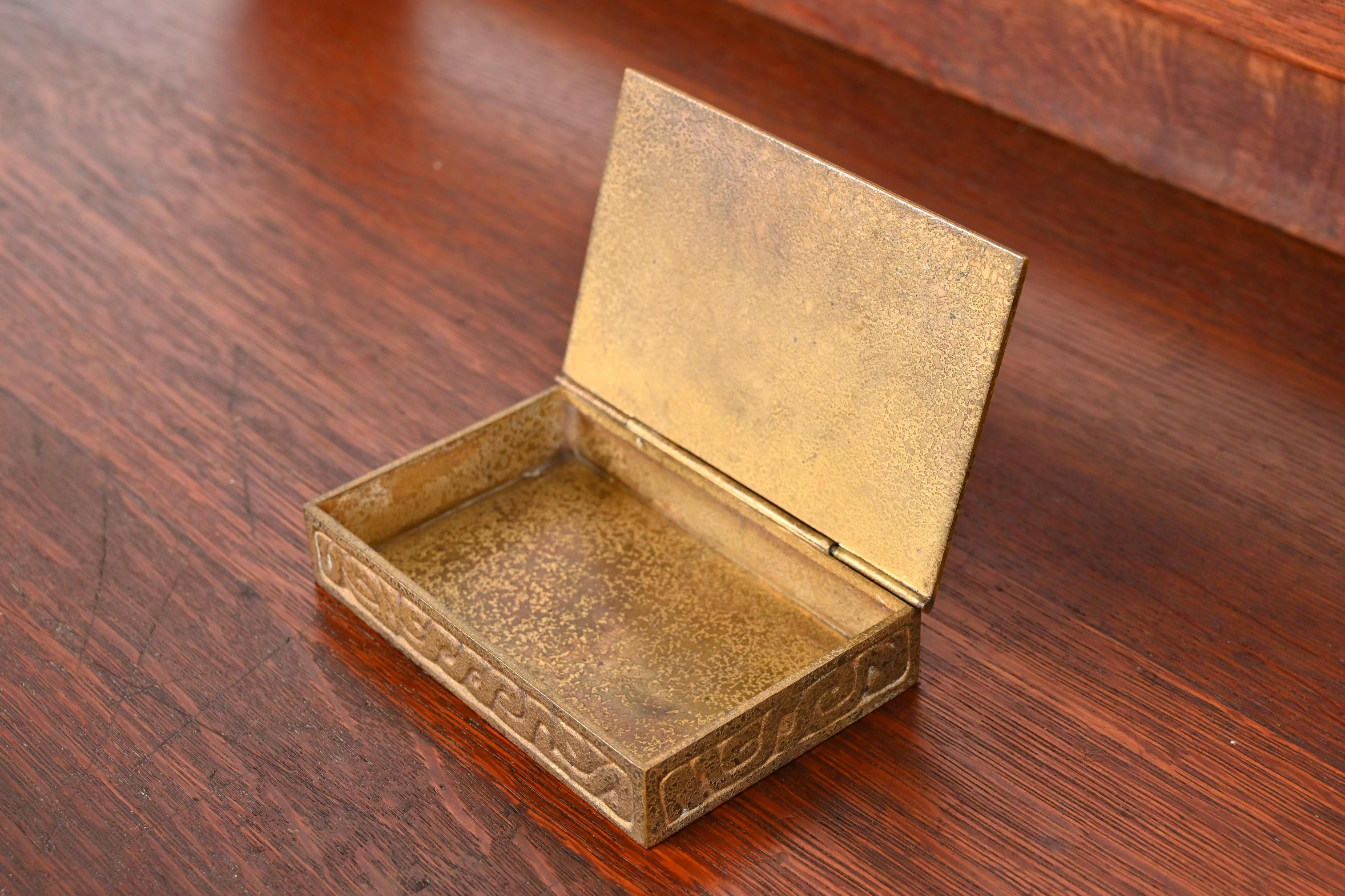 Tiffany Studios New York Art Deco Zodiac Bronze Doré Box For Sale 6