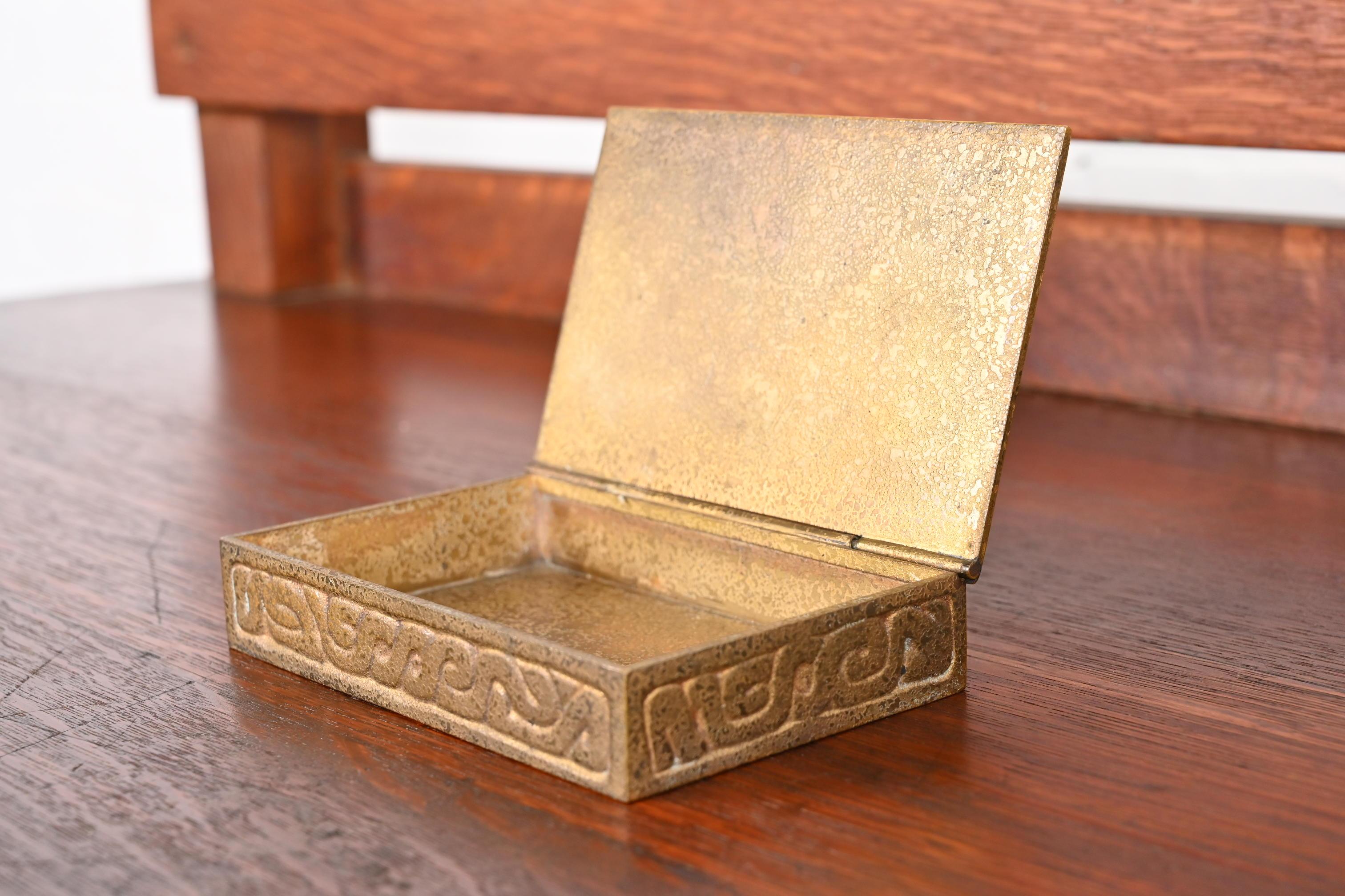 Tiffany Studios New York Art Deco Zodiac Bronze Doré Box en vente 7