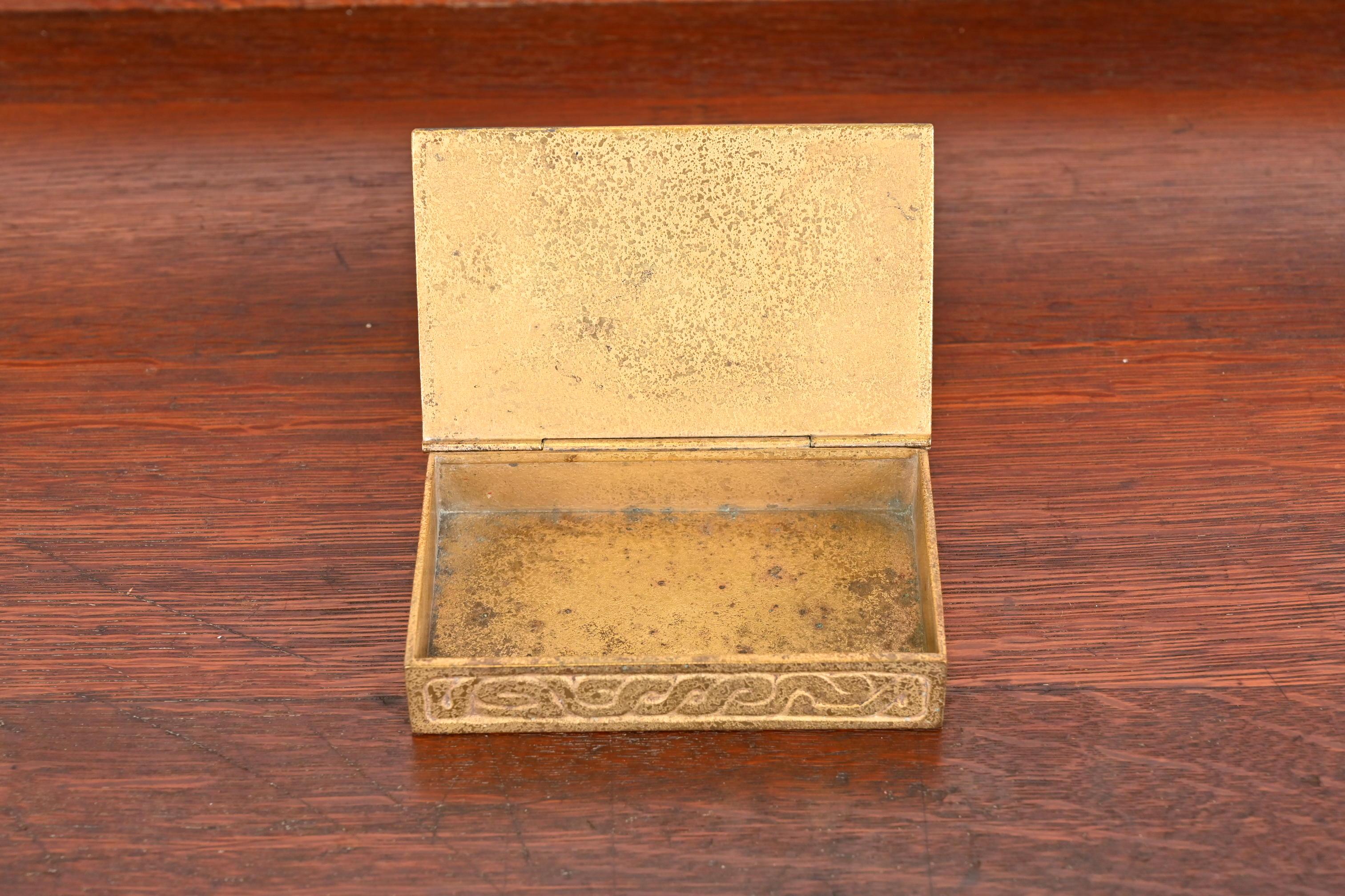 Tiffany Studios New York Art Deco Zodiac Bronze Doré Box For Sale 2