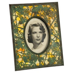 Tiffany Studios New York Art Nouveau "Grapevine" Bronze and Glass Photo Frame