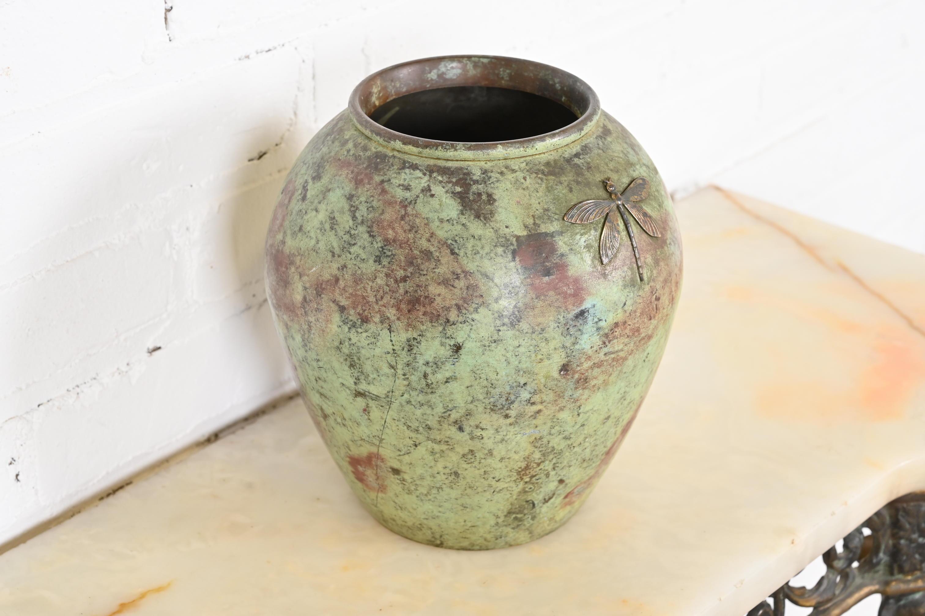 Tiffany Studios New York Arts & Crafts Patinated Copper Dragonfly Vase 2