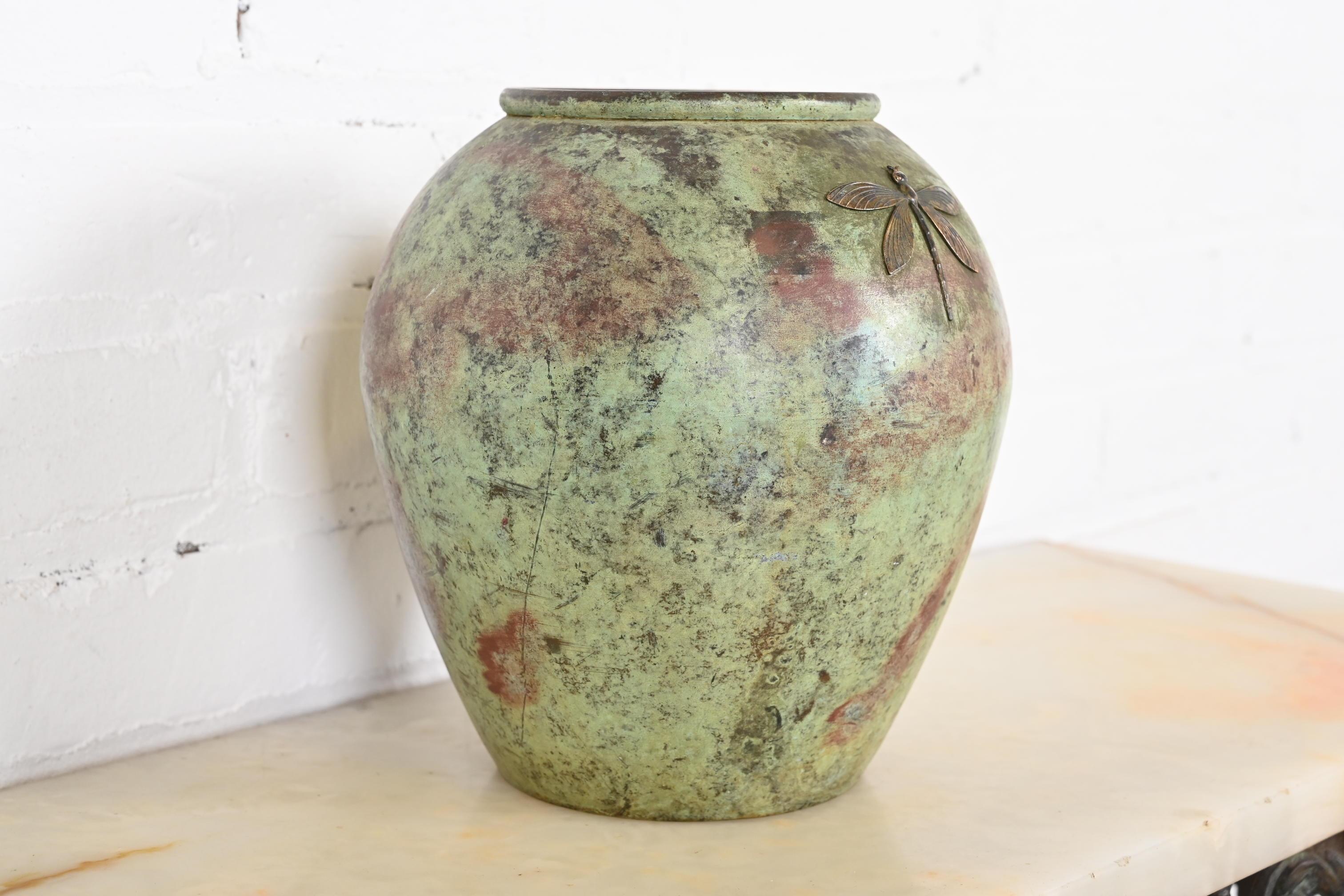 Tiffany Studios New York Arts & Crafts Patinated Copper Dragonfly Vase 3