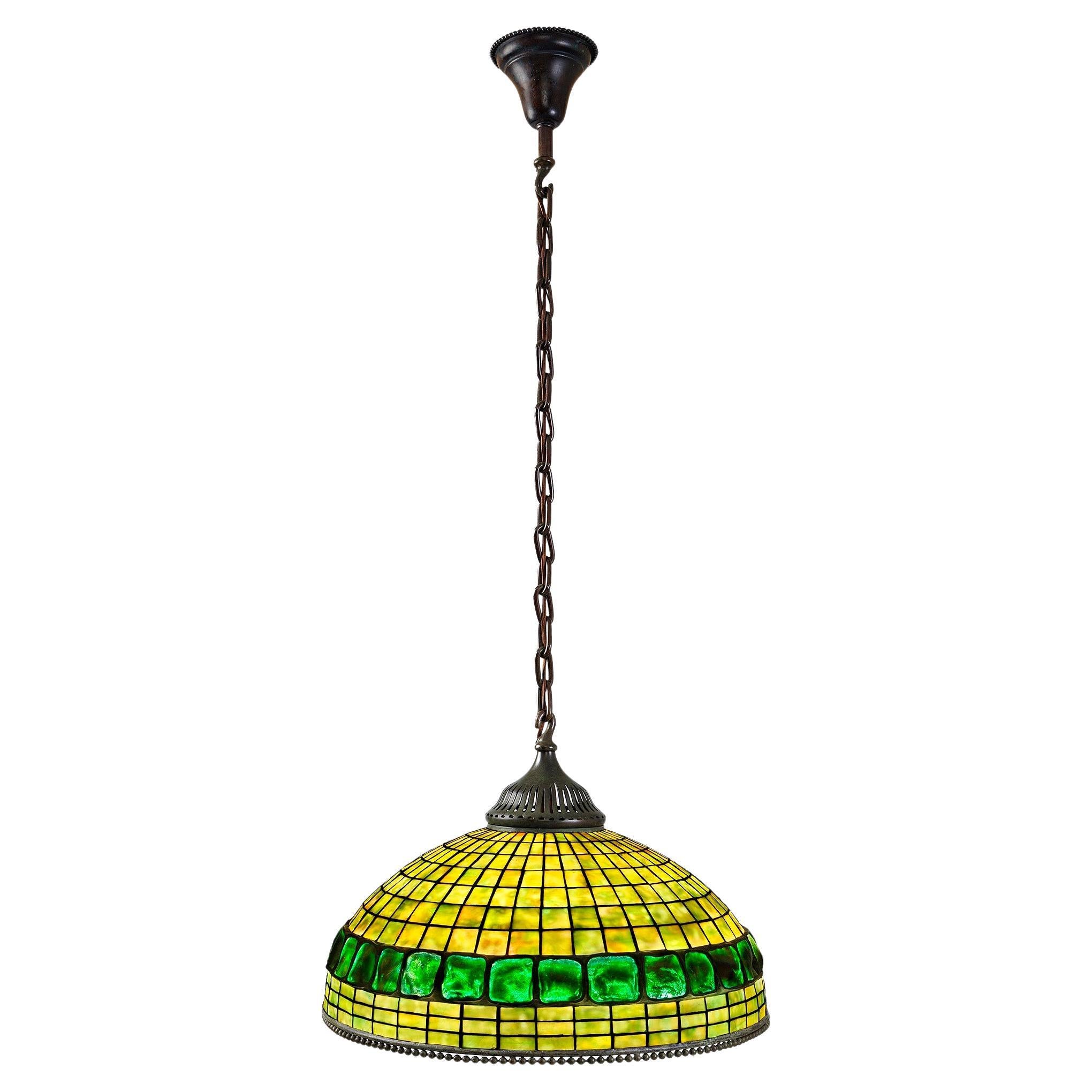 Tiffany Studios New York "Belted Turtleback" Chandelier For Sale