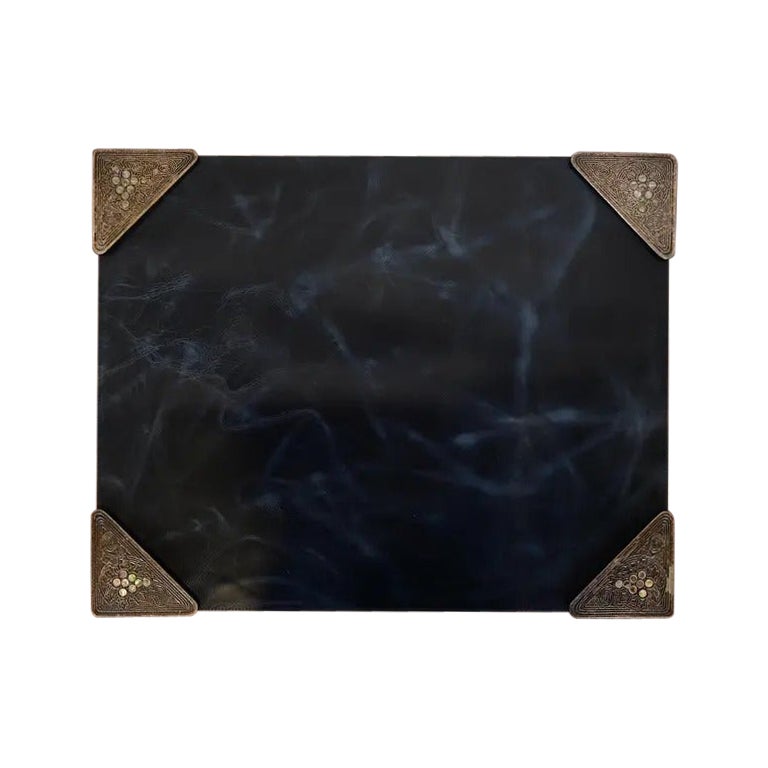 Tiffany Studios New York Blotter Corners With Leather Desk Blotter For Sale