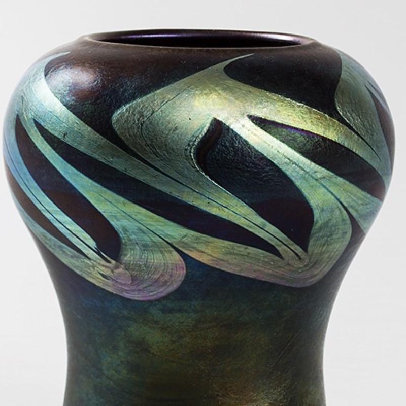 American Tiffany Studios New York Blue Green Favrile Glass Vase