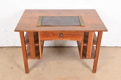 Tiffany Studios New York Bookmark Bronze Blotter Ends With Leather Desk Pad