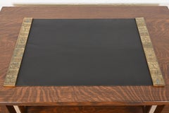 Tiffany Studios New York Bookmark Bronze Doré Blotter Ends With Leather Blotter