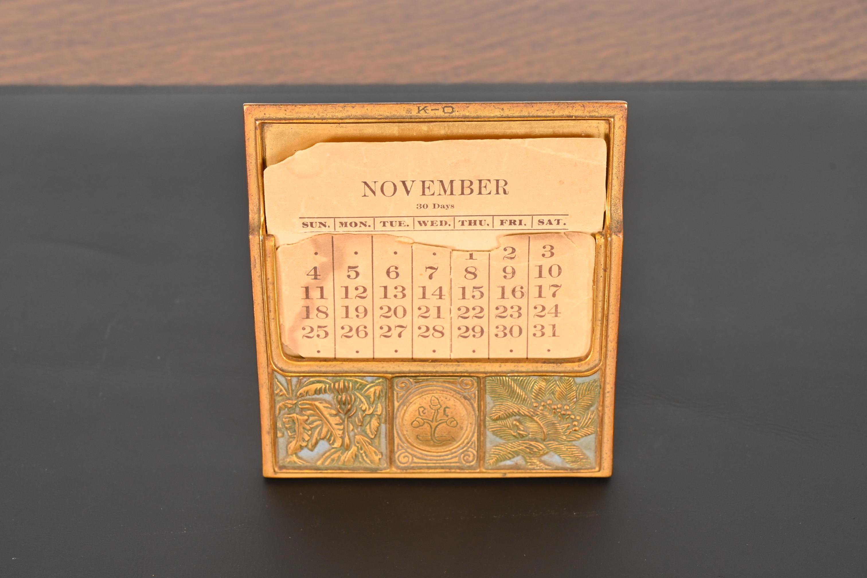 American Tiffany Studios New York Bookmark Bronze Doré Desk Calendar Frame 