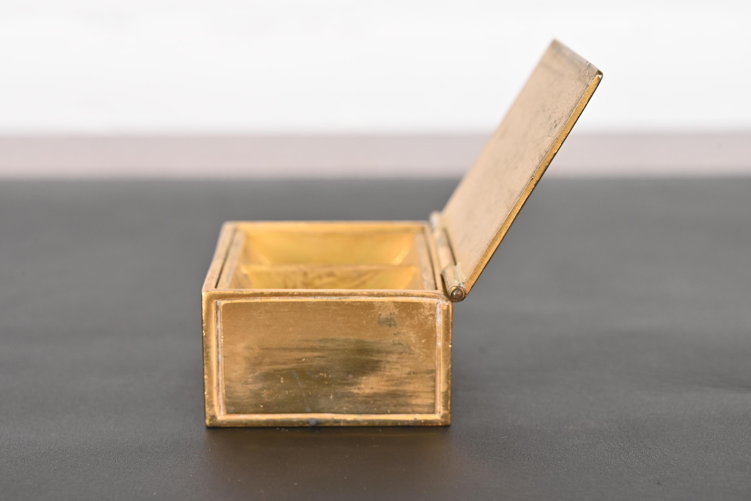 Tiffany Studios New York Bookmark Bronze Doré Stamp Box For Sale 4