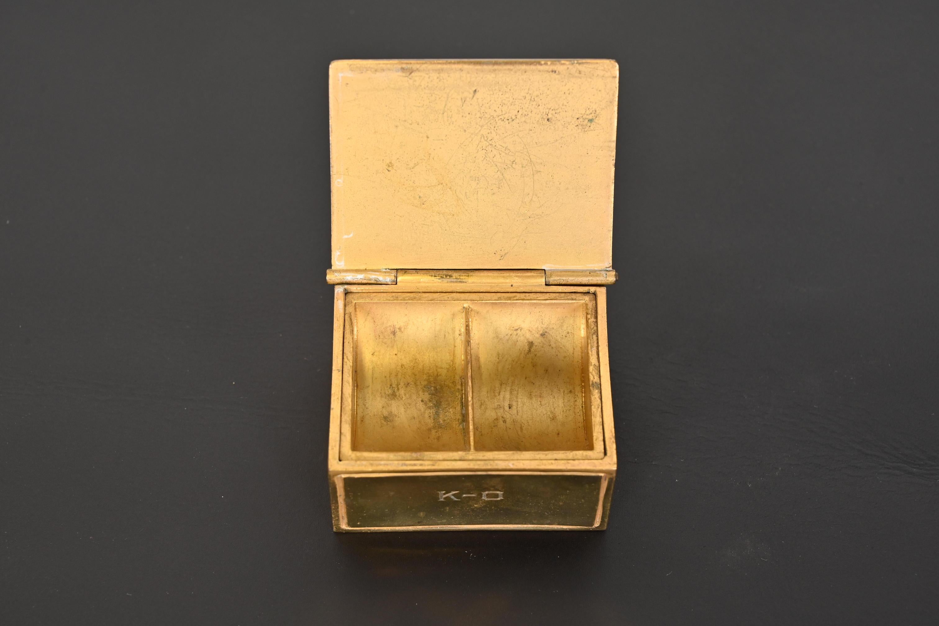 Tiffany Studios New York Bookmark Bronze Doré Stamp Box For Sale 1