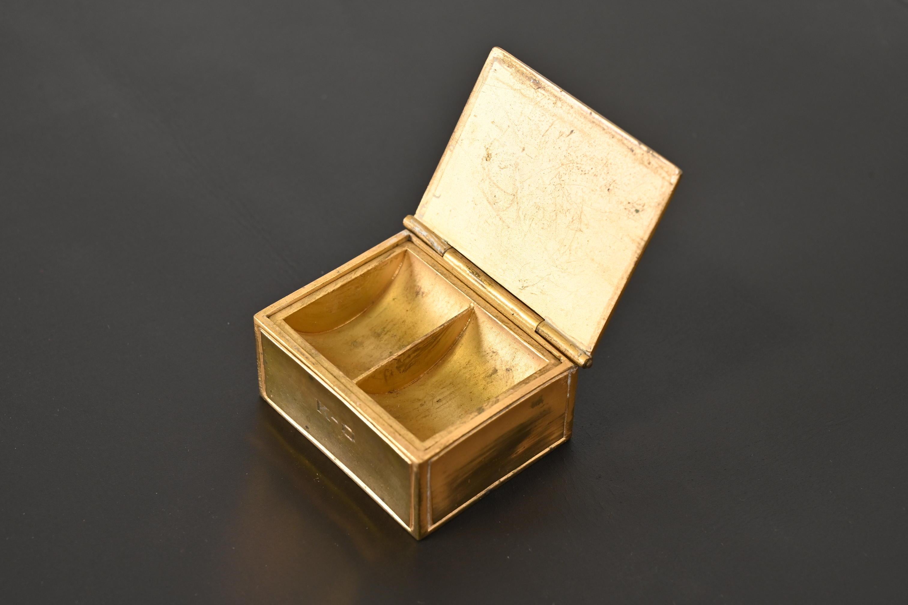 Tiffany Studios New York Bookmark Bronze Doré Stamp Box For Sale 3
