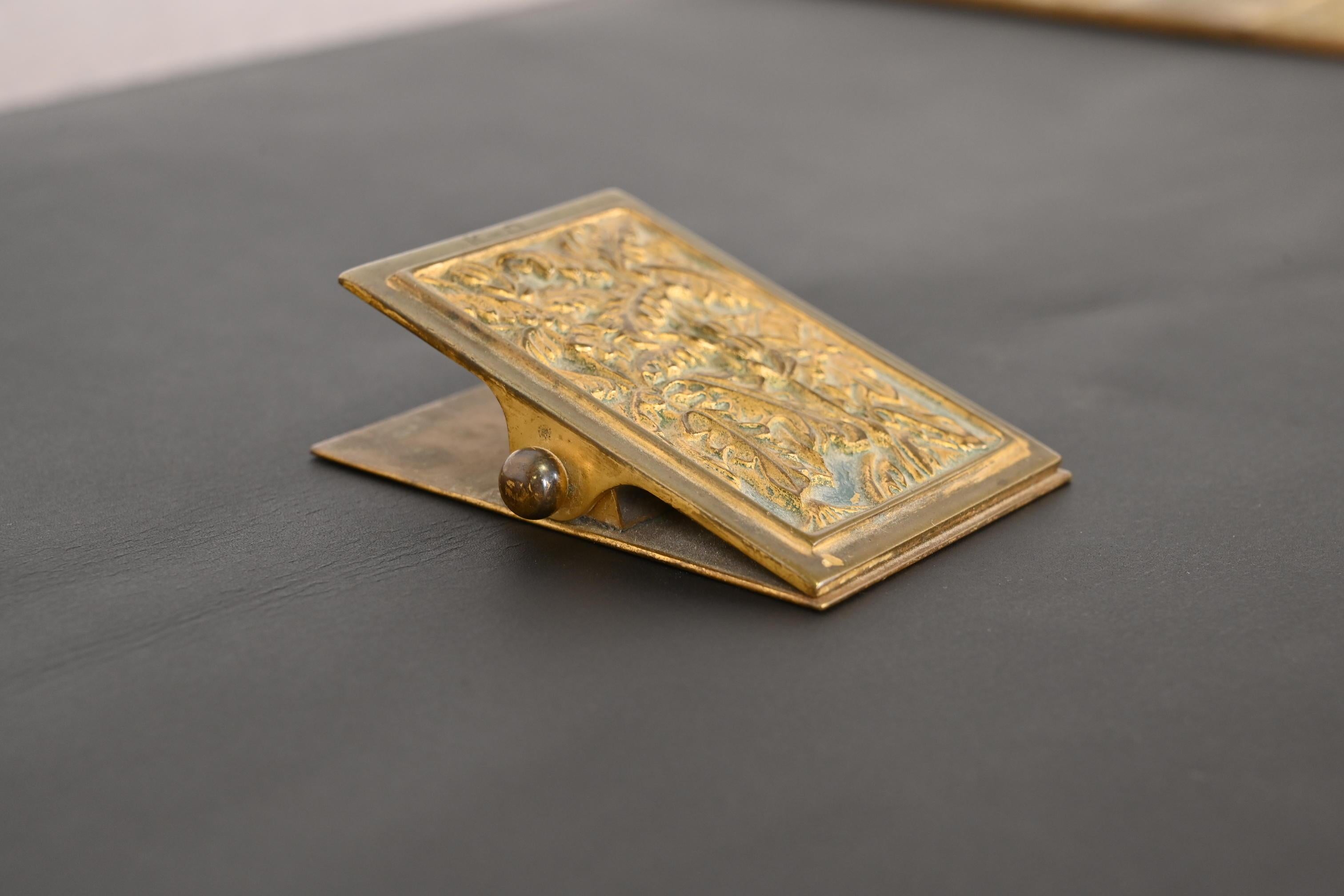 Art Deco Tiffany Studios New York Bookmark Bronze Large Paper Clip For Sale