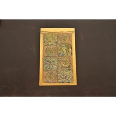 Tiffany Studios New York Bookmark Pattern Bronze Doré and Enamel Notepad Holder