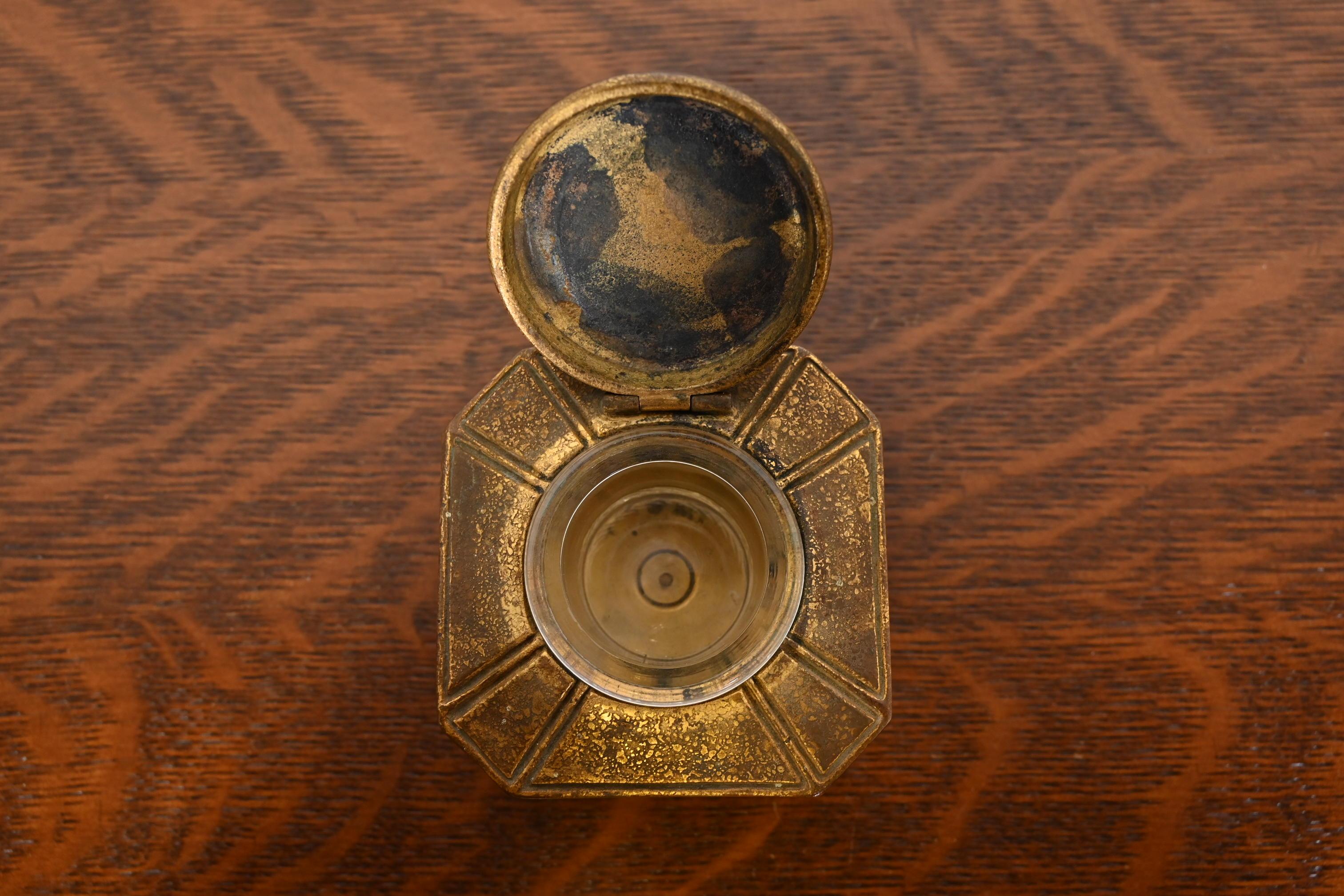 Tiffany Studios New York Bookmark Pattern Bronze Doré Inkwell 1