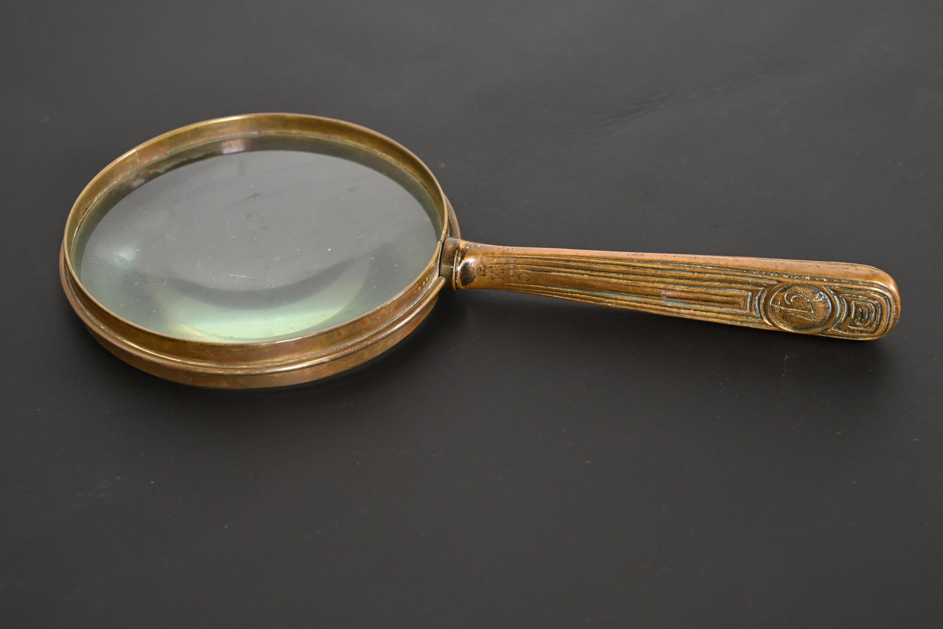 Art Deco Tiffany Studios New York Bookmark Pattern Bronze Doré Magnifying Glass For Sale