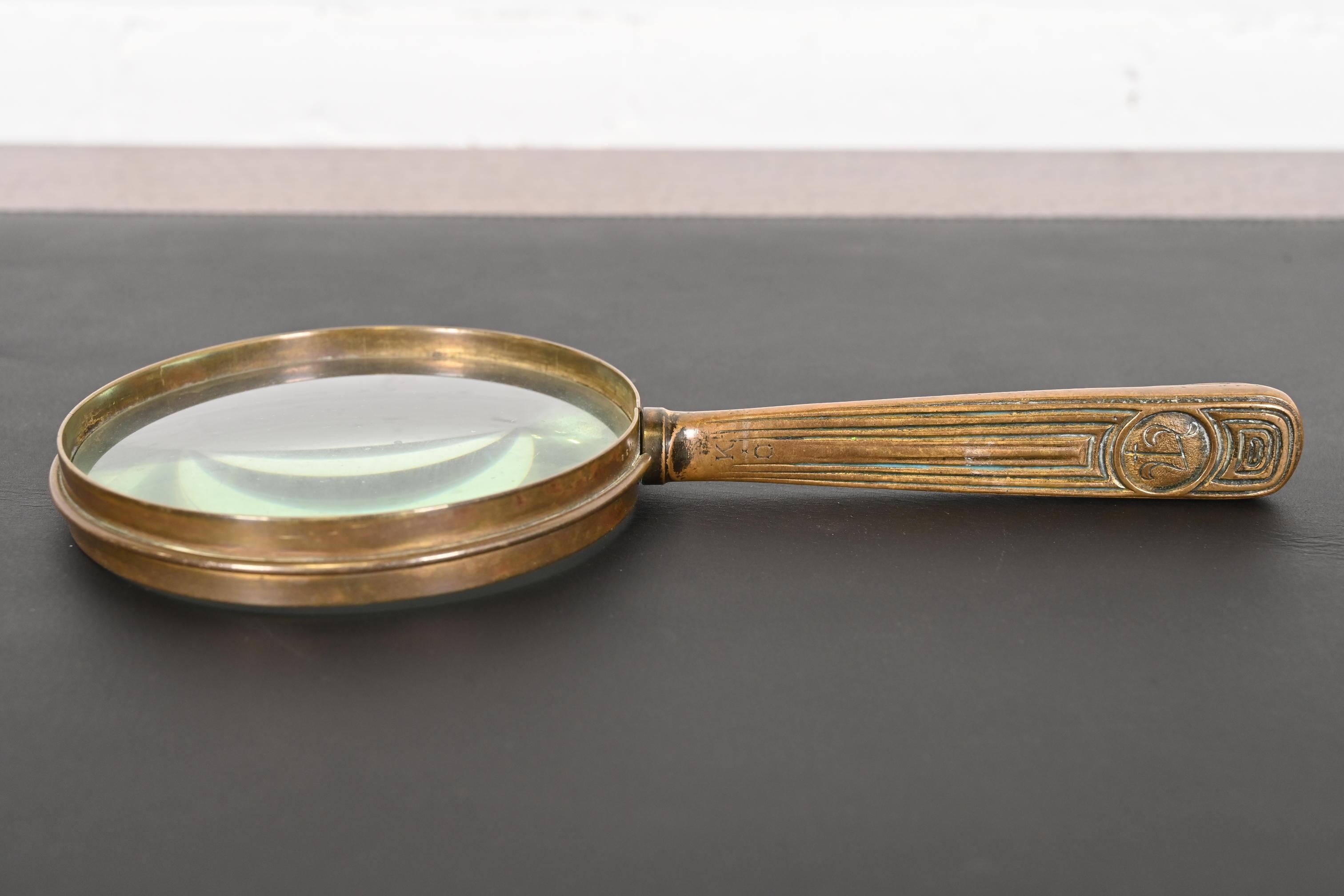 20th Century Tiffany Studios New York Bookmark Pattern Bronze Doré Magnifying Glass