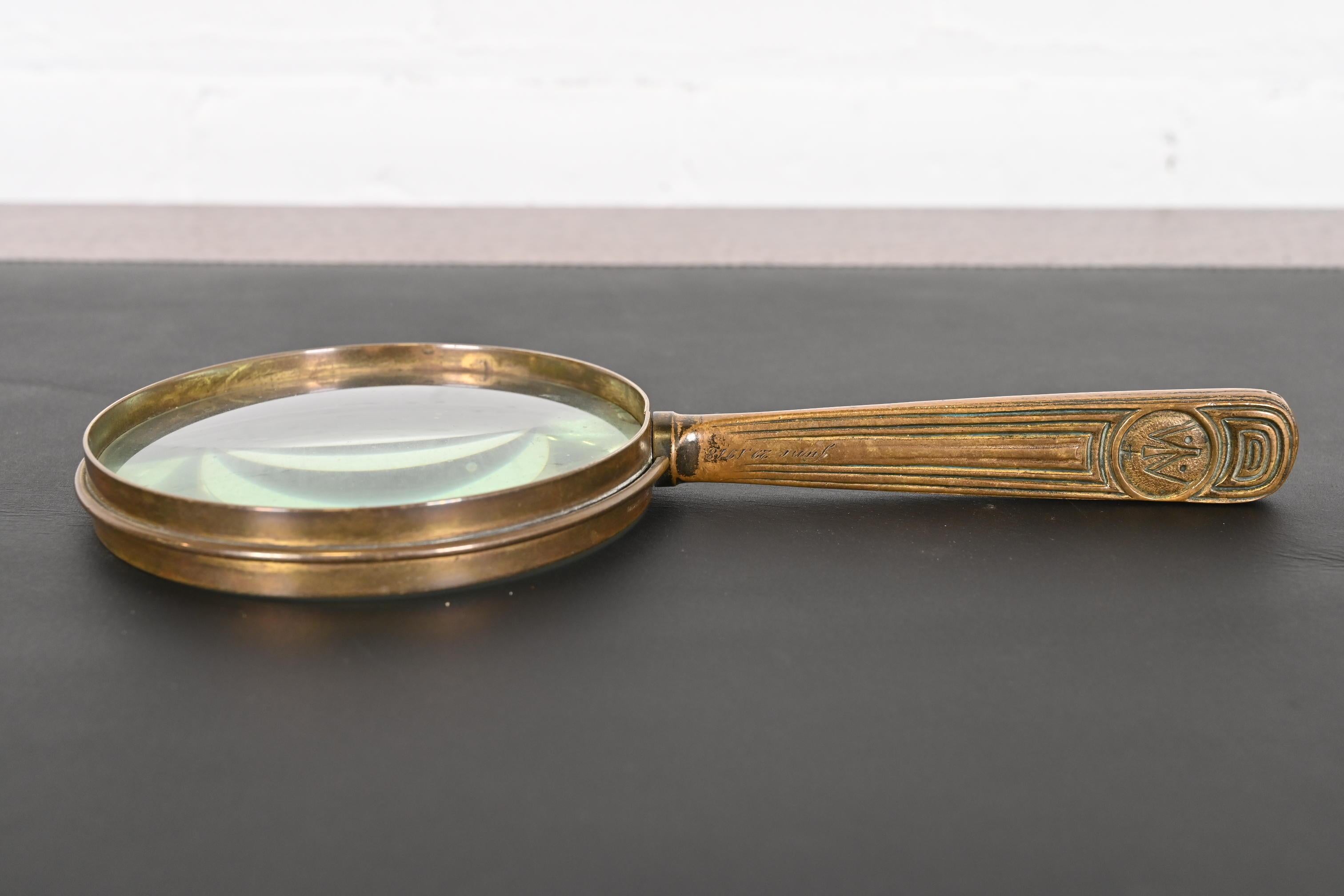 Tiffany Studios New York Bookmark Pattern Bronze Doré Magnifying Glass For Sale 3