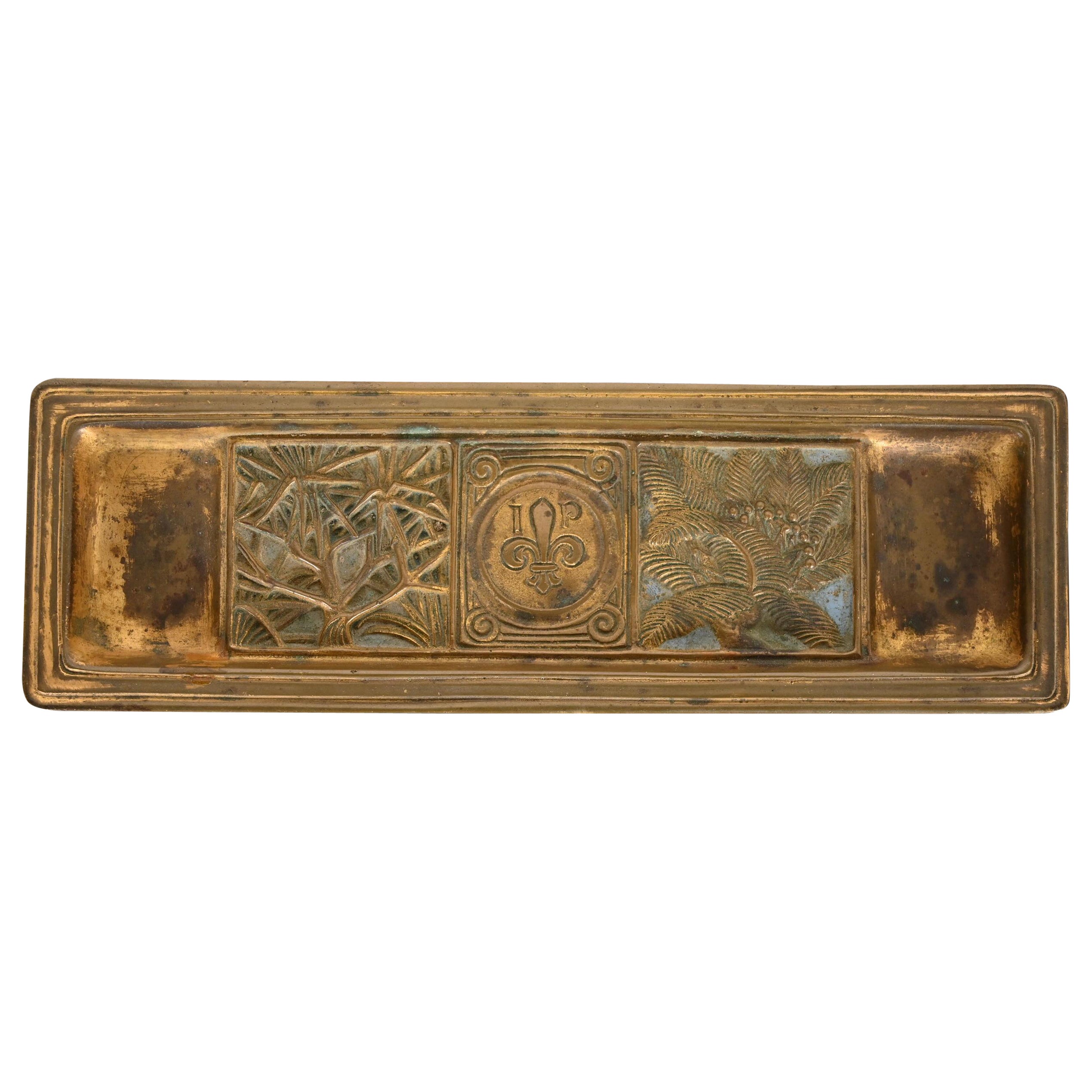 Tiffany Studios New York Bookmark Pattern Bronze Doré Pen Tray