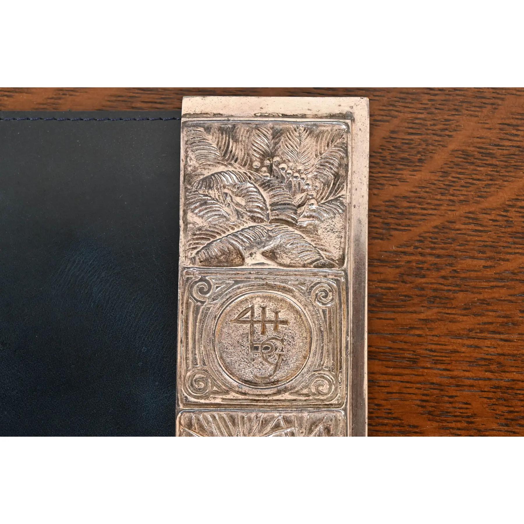 Studio Tiffany Studios New York modello segnalibro in bronzo dorato e argento in vendita 1