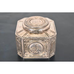 Tiffany Studios New York Bookmark Pattern Silver Gilt Bronze Inkwell