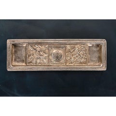 Tiffany Studios New York Bookmark Pattern Silver Gilt Bronze Pen Tray