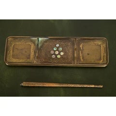 Vassoio portapenne in bronzo e abalone di Tiffany Studios New York con penna