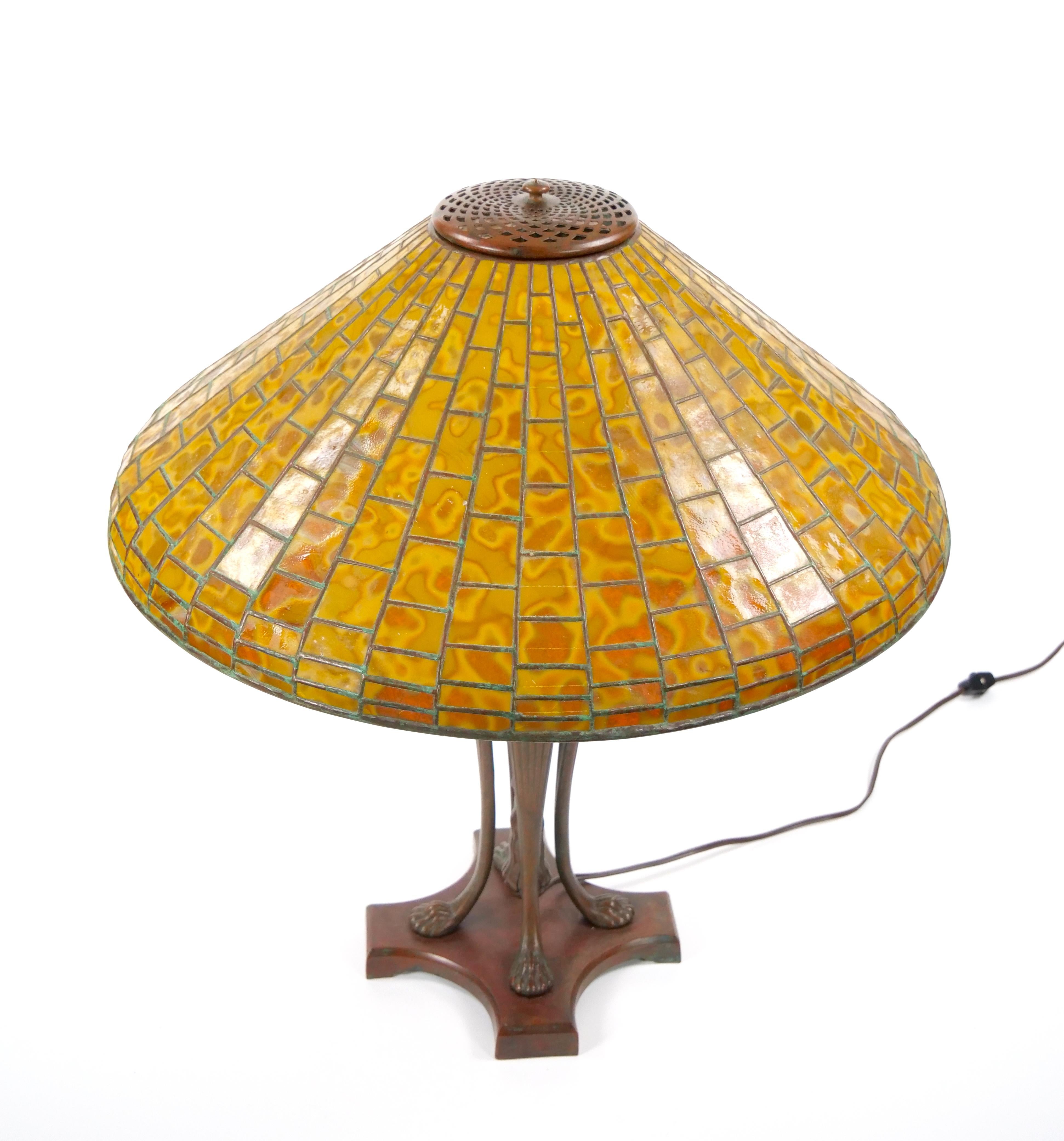 Art Nouveau Tiffany Studios New York Bronze Base 