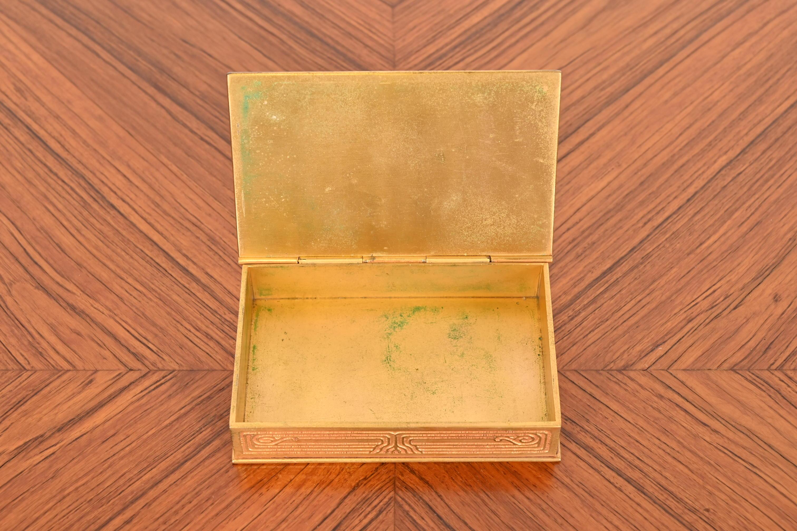Tiffany Studios New York Bronze Doré and Abalone Desk Box or Jewelry Box For Sale 1