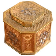 Tiffany Studios New York Bronze Doré and Abalone Inkwell