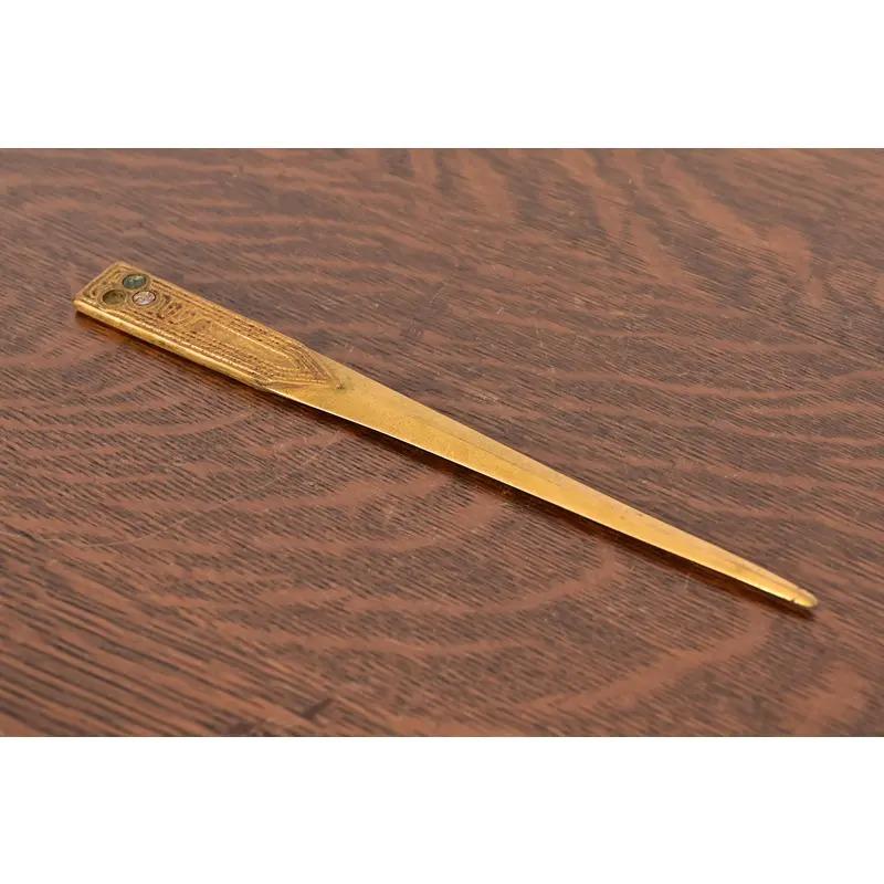 Arts and Crafts Tiffany Studios New York Bronze Doré and Abalone Letter Opener For Sale