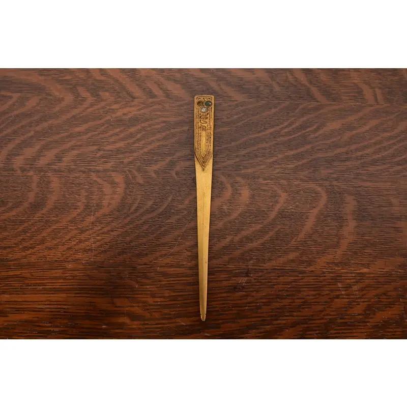 Tiffany Studios New York Bronze Doré and Abalone Letter Opener For Sale 1