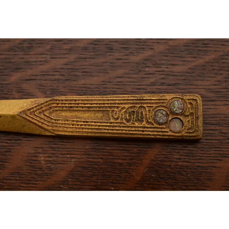 Tiffany Studios New York Bronze Doré and Abalone Letter Opener For Sale 3