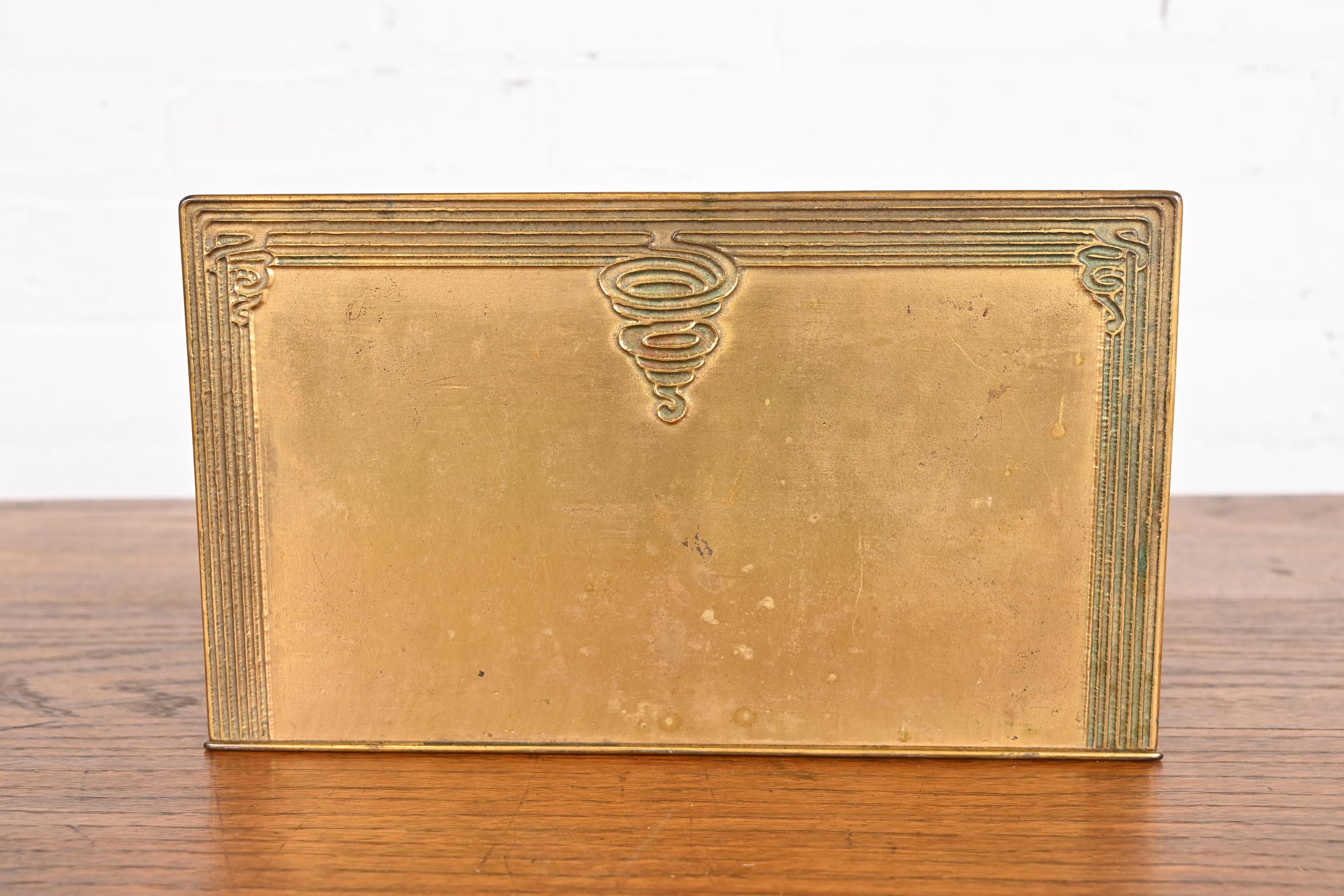 Tiffany Studios New York Bronze Doré and Abalone Letter Rack 7