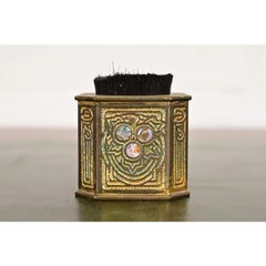 Tiffany Studios New York Bronze Doré and Abalone Pen Brush
