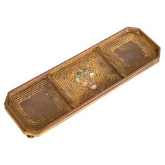 Tiffany Studios New York Bronze Doré and Abalone Pen Tray