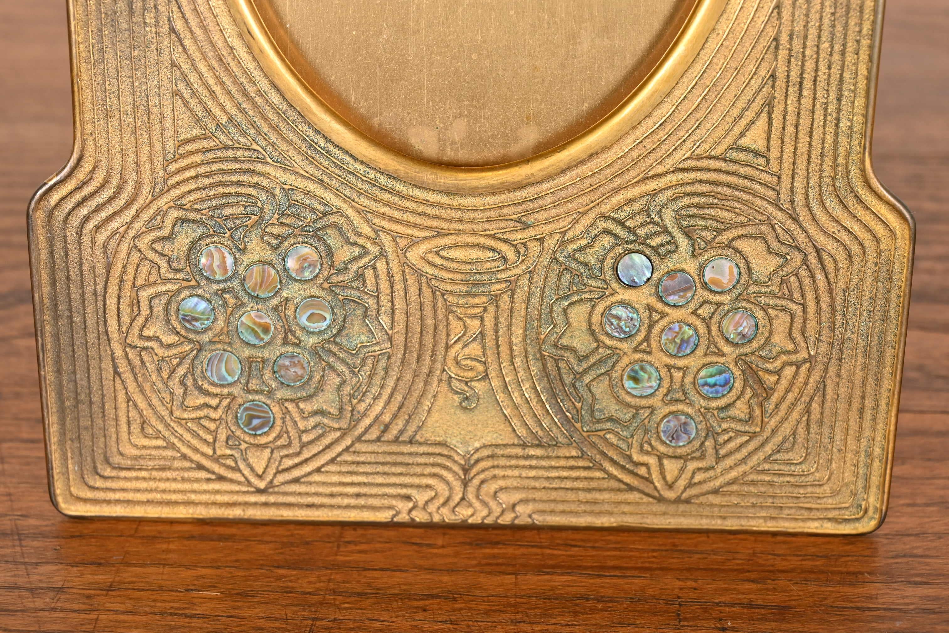 Tiffany Studios New York Bronze Doré and Abalone Picture Frame, Circa 1910 5