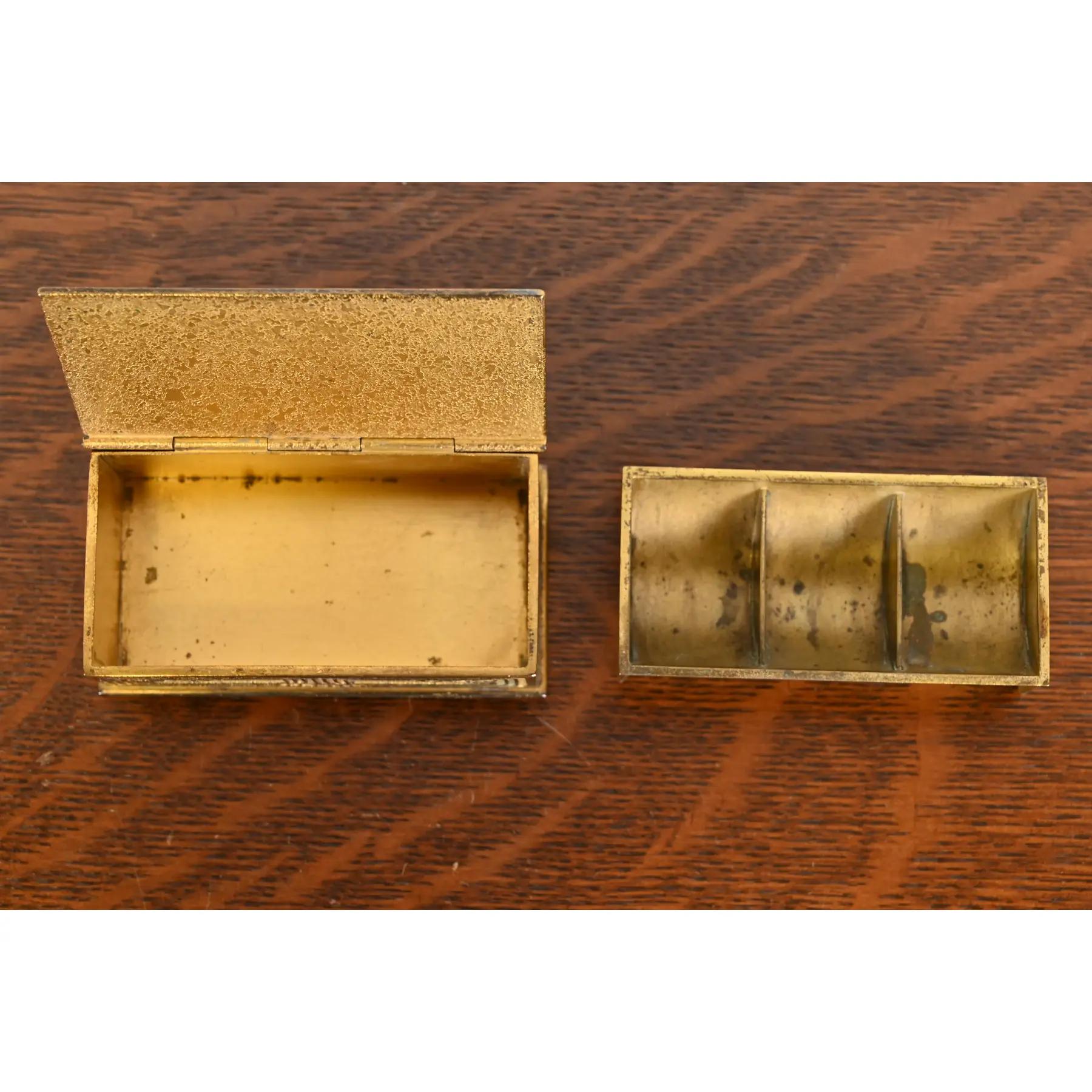 Tiffany Studios New York Bronze Doré and Abalone Stamp Box For Sale 3