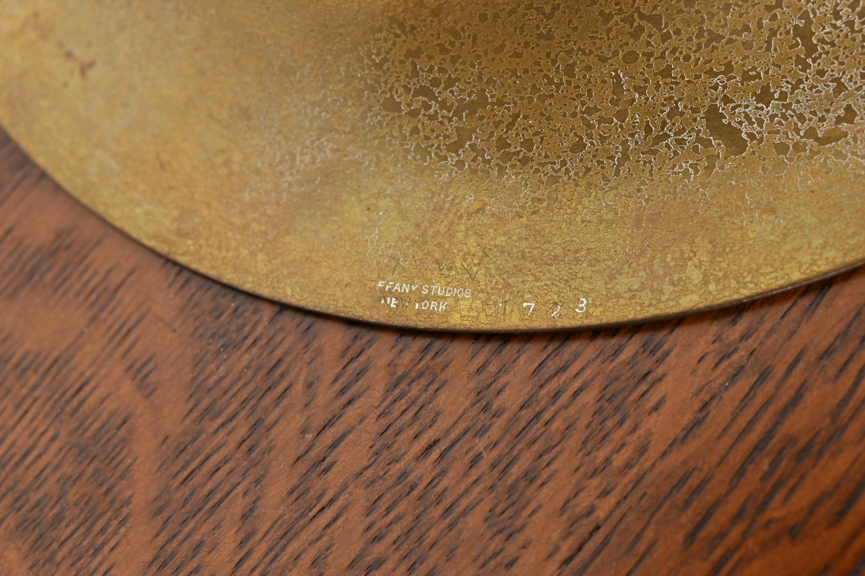 Tiffany Studios New York Bronze Doré Bowl With Abalone Inlay 4