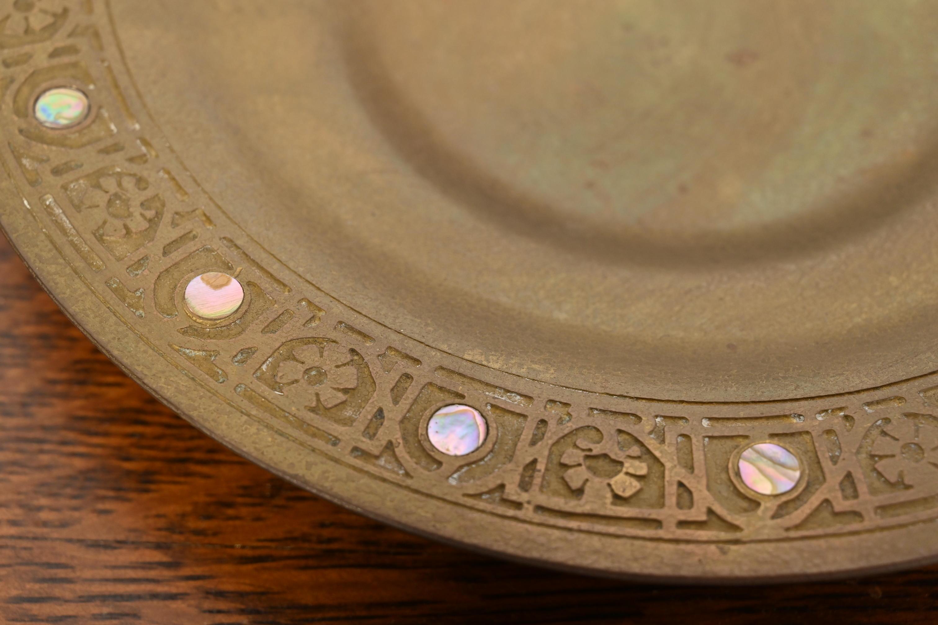 Tiffany Studios New York Bronze Doré Bowl With Abalone Inlay 2